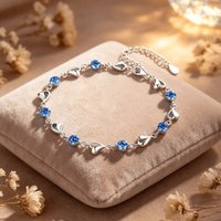 CUTE 925 Sterling Silver White Purple Shaped Cubic Zirconia Bracelets for Women Jewelry Wedding Length 17CM+4CM