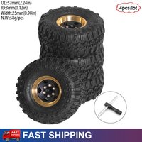 Brass 1.0'' RC Crawler Beadlock Tires&Wheels for 1/18 TRX4M SCX24 FMS Ascent-18 1/24 Axial SCX24 AX24 FCX24 Land Rover Bronco