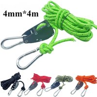 4mm barraca de acampamento reflexiva amarrar corda tensor fixação corda vento fivela polia catraca toldo corda gancho