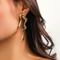 Creative Metal Irregular Water Drops Stud Earrings for Women Vintage Gold Color Geometric Long Earrings Christmas