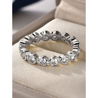 Anziw 2026 New Luxury 3mm 0.1CT D Moissanite Full Eternity Ring For Women Stackable Eternity Band Ring Wedding Fine Jewelry Gift