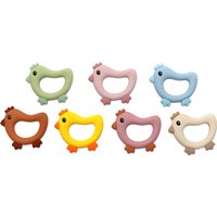 Beliebter Kleiner Küken-Beißring Cartoon-Hühnchen-Form Silikon-Beißring Schnullerclip Baby-Spielzeug Zahnungshilfe