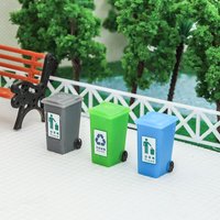 5Pcs Miniature Garbage Trash Rubbish Bin Toy HO N Scale Model Street Trash Can Building Sand Table City Dollhouse Scene Random