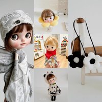 【60days Made】Female Doll's Clothing Accessories Distressed Hat Neckerchief Stylish Bag Fit Girl Action Blyth OB24 OB22 Body Toys