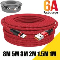 Universal USB TYPE C Cable 5A Super Fast Charge Cable 1m 2m 3m 5m 8m USB C Extension Cable For iPhone 16 iPad Samsung Xiaomi 17