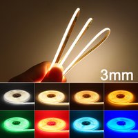 Xylois 3mm COB LED Strip Light 12V 24V Colorful 3mm Ultra Thin Strip Ice Blue Green Red Yellow Light Tape For Home Car Decor
