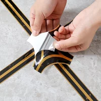 5M/1Roll Self-Adhesive Wall Tile Floor Waterproof Gap Stickers Gold Black Ceramic Tile Beauty Seam Mildewproof Tape Home Decor
