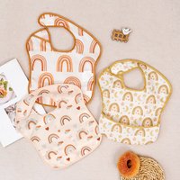 3pcs/Set Waterproof Baby Bib Adjustable Hook&Loop Sleeveless Feeding Smock Bib for Kids 0~1 Years