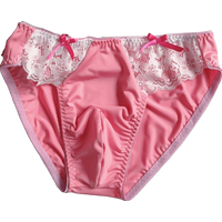Man's Pink Bowtie Briefs Lace Harajuku BF Panty