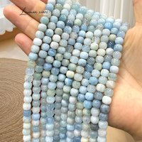 7-8mm Barrel Beads Natural Stone Gem Rondelle Aquamarine Loose Spacer Beads for Jewelry Making Diy Bracelet Charms Accessories