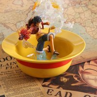 ONE piece Luffy Straw Hat Bowl Cute Ramen Bowl Cartoon Household Ceramic Tableware Noodle Bowl Chopstick Set Ornaments Kid Gifts