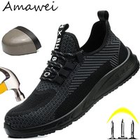 Anti-smash Men Steel Toe Work Shoes Lightweight Breathable Work Sneaker Indestructible Protective Boots Non Slip Work Shoes