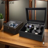 ZOEJOE Automatic Watch Winder Pu Leather USB Cable Low Noise Wath Storage Box With Light Birthday Gifts For Men Women