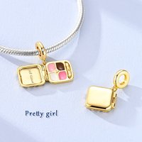 925 Sterling Silver Charms Bead CZ Zircon Gold Leopard Eyeshadow Palette Dangle Fit Original Bracelet DIY Women Jewelry Gift