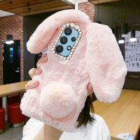 Winter Cute Plush Flannel Rabbit Ear Skin Friendly Case for Samsung A17 A27 A37 A57 A16 A36 A56 A15 A35 A55 A14 A34 A54 cover