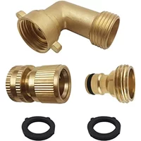Solid Brass Garden Hose Adapter 3/4 Inch 90 Degree Elbow Connector and 3/4 Inch Hose Quick Connector