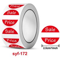 500Pcs/Roll Red Sale Price Stickers Business Labels Self-Adhesive Round Red Sticker Roll Stationery Decals Office Supplies