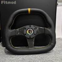 Carbon fiber steering wheel suede leather 13-inch 310mm car sports steering wheel D-shape, with OM horn button PCD70MM simulator