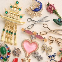 SKEDS Vintage Baroque Rhinestone Brooch for Women Luxurious Crystal Pin Fashion Accessory Enamel Pins Festival Gift