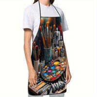 1-Piece Art Print Apron, Sturdy & Durable, Home Kitchen & Household Work Protective Apron