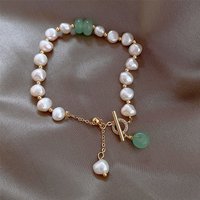 Promotion Jewelry For Women 14K Gold Filled Natural Freshwater Pearl & Jade Stone Ladies Charm Bracelet Gifts No Fade
