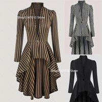Women's Steampunk Victorian Jacket Medieval Renaissance Vintage Gothic Tailcoat Long Sleeve Tuxedo Coat Top Pirate Costume