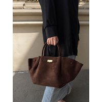 Leather Suede Bucket Bag Women's Handbag Commuter Single Shoulder Crossbody Dumpling Bag Soft Tote Casual Simple Style