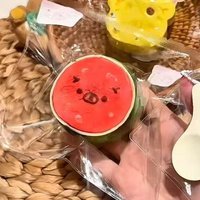 Realistic Rilakkuma Watermelon Dessert Squishy Toy Smooth Soft TPR Squeeze Toy Cute Fruit Shaped Ornament for Holiday Gifts