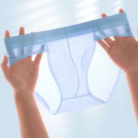 1pc Mens See Through Briefs Sexy Ice Silk Underwear Mesh Pouch Traceless Ultra-Thin Summer Breathable Underpants Short Shorts