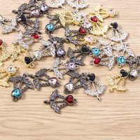 5pcs 19x26mm Cute Crystal Metal Heart Arrow Charms Pendants for Jewelry Making Necklaces Earrings Bracelets DIY Crafts Supplies