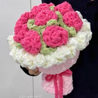 Handmade Crocheted Bouquet Artificial Flowers Home Decor Knitted Flower Gift For Mother's Day Graduation Weddings Decorations