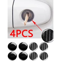 4PCS Car Door Lock Sticker Keyhole Protection Black Carbon Fiber White Black Car Decoration Carbon Fiber Protective Layer
