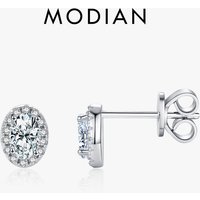 MODIAN Small Exquisite Stud Earrings 925 Sterling Silver Oval CZ Stackable Earrings For Women Date Party Fine Jewelry