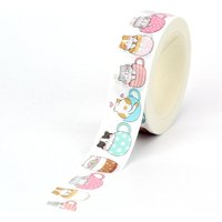 NEW 1PC. 10M Decorative Kawaii Cats in Cups Japanese Washi Tapes for Journaling Adhesive Masking Tape Cute Stationery