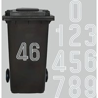 Wheelie Bin Stickers Stripes Number Self Adhesive Waterproof Stickers 0-9 Decals Outdoor/Indoor For Trash Can Garage Mailboxes