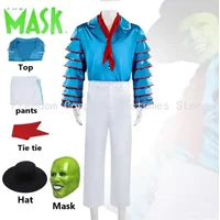 Movie The Mask Jim Carrey Cosplay Costumes Set Unisex Adult TOP pants Suit Uniform Halloween Carnival Party Costume Disfraces
