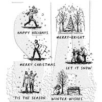 2024 Oct New Retro Christmas Snowman Couple Tree Clear Stamps For DIY Making Paper Greeting Card Scrapbooking No Cutting Dies
