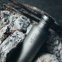 KEITH Pure Titanium Sports Bottle Ultralight Portable Leakproof Water Cup with Storage Pouch for Outdoor Camping Hiking Gym
