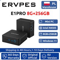 ERVPES E1PRO Mini-PC 8GB LPDDR4 256GB SSD Intel N4505 Windows 11 Pro Dual-Band WLAN BT5.0 Büro-Desktop Mini-Computer