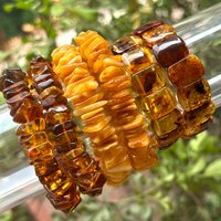 Natrural Genuine Baltic Flower Amber Bracelet Amber Irregular Chips / Oval Beads Rought Size,For Women Bracelets Gift