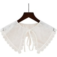 Japanese Stylish Fake Collar for Women Girls Floral Embroidered Lace White Detachable Shawl Scarf for Student Accessories