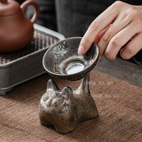 Little Tiger Tea Filter Set Ceramic Retro Gilded Tea Filter Chinese Style Tea Pet Teaset Accessories Household Small Ornaments