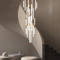 Nowoczesne żyrandole LED na klatkę schodową Luksusowe oświetlenie salonu Duplex Poddasze Dekoracja domu Restauracja Jasne żyrandole sufitowe