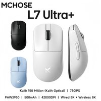 MCHOSE L7 Series Gaming Mouse 39g Lightweight Double 8k Ultra Low Latency Wireless BT 2.4G Kailh Black Green Dot Optical Switch