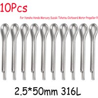 10Pcs Propeller Split Pins 2.5*50mm 316L Stainless Steel For Yamaha Honda Mercury Suzuki Tohatsu Outboard Motor Propeller Pi