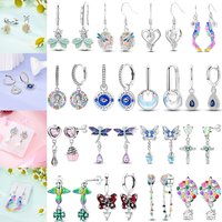 Fashion High Quality CZ Zircon Hypoallergenic Hoops 925 Sterling Sliver Earrings Studs Sparkling Pave Fit Women Fashion Jewelry