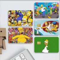 Cartoon The S-Simpsons-S Credit Decorative Card Stickers Suitable For Bank Cards Metro Transit Anti-scratch Gift 4PCS