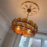 Italian Design Chandelier Nordic Luxury Amber Green Art Glass Pendant Light E14 Dining Room Bauhaus Home Decor Lighting Fixture