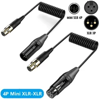 XLR Male to Mini XLR Female Adapter Coiled Cable, 3-pin Male & Female to 4-pin Mini XLR Female Adapter Coiled Cable