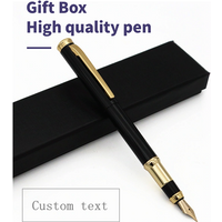 With Gift Box Custom Text Fountain Pen All metal pen holder Carving Text pen Corporate Business School Awards Student Writing